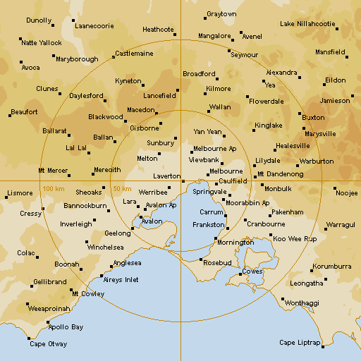 BoM Melbourne Radar Loop - Rain Rate - IDR023